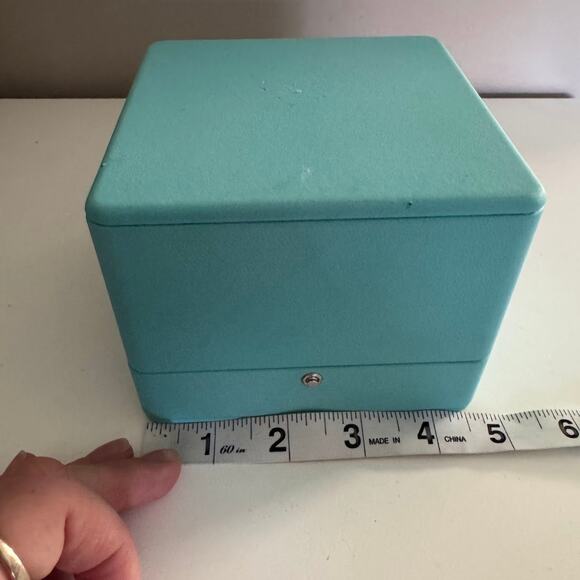 Tiffany & Co Lux Leather Blue Hinged Jewelry Watch Presentation Box Square - Picture 7 of 10